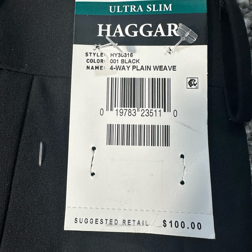 NWT men’s Haggar ultra slim fit  flat front suit pants SZ 34x30 - Picture 4 of 6